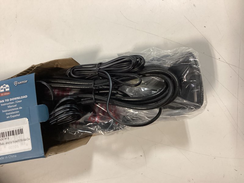 Condition photo showing Good Condition for antop radio antenna, indoor amplified am fm antenna 50 miles multi-directional reception for stereo radio audio signals, built-in amplifier signal booster and 4g lte filter