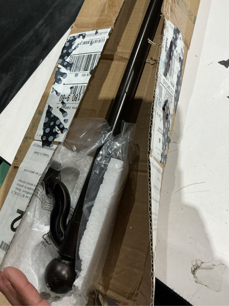 Condition photo showing Good Condition for zenna home adjustable curtain tension rod with decorative round finials, no drill window rod, easy install expandable tension curtain rod for windows, 48 to 84 inch, bronze oil rubbed bronze 48" to 84"