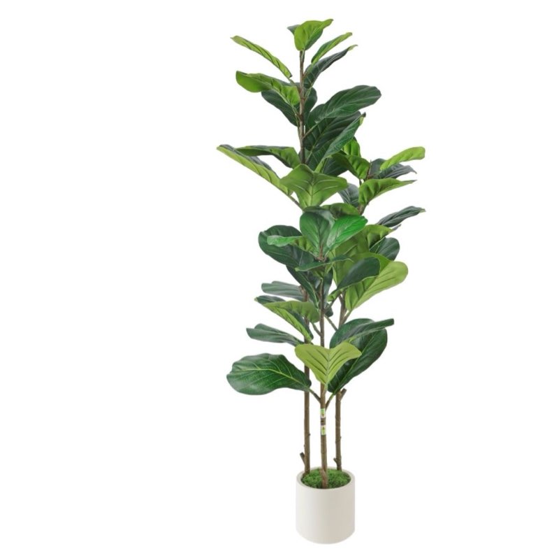 alupssuc 5ft artificial fiddle leaf fig tree with white planter pot, 5 feet tall fake tree for home 