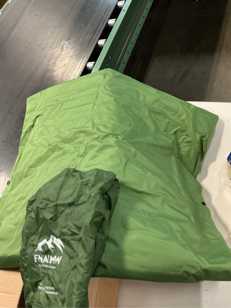 Condition photo showing As Is for fnarmw camping sleeping pad, extra thick 5 inch camping mat with pillow built-in foot pump inflatable sleeping pads compact for camping backpacking hiking traveling tent?green?