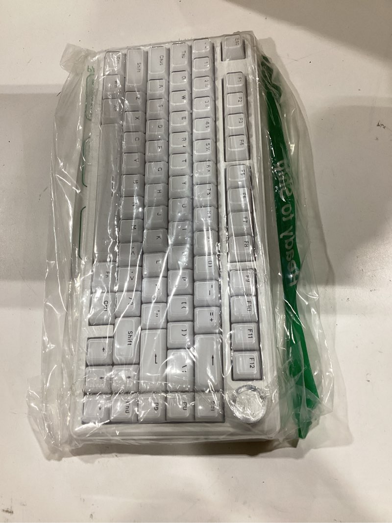 Condition photo showing New/Like New for solakaka a75 wireless gaming keyboard with multifunction knob, bt5.0/2.4ghz/usb-c, 75% mechanical keyboard, hot-swappable, gasket creamy keyboard with rgb backlit, crystal keycaps, for pc/mac/pc crystal-white
