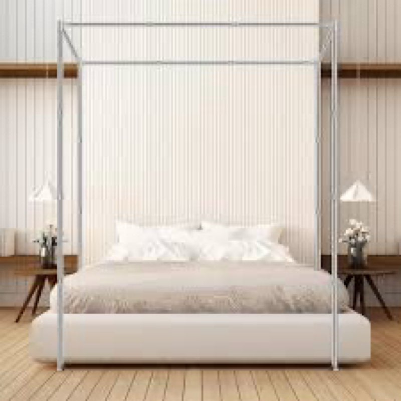 Stainless Steel Canopy Bed Frame Queen Size, Thicken Queen Size Canopy Frame for Metal Bed Wood Bed 