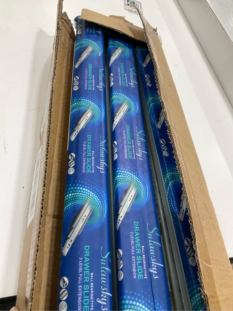 Condition photo showing Good Condition for 22 inch Drawer Slides Soft Close 6 Pairs (12pcs) Full Extension Ball Bearing Drawer Rails Side Mount Metal Dresser Runners for File Cabinet Trash Can Kitchen Wardrobe Glides 22" Silver 100 LB Capacity 22inch-550mm