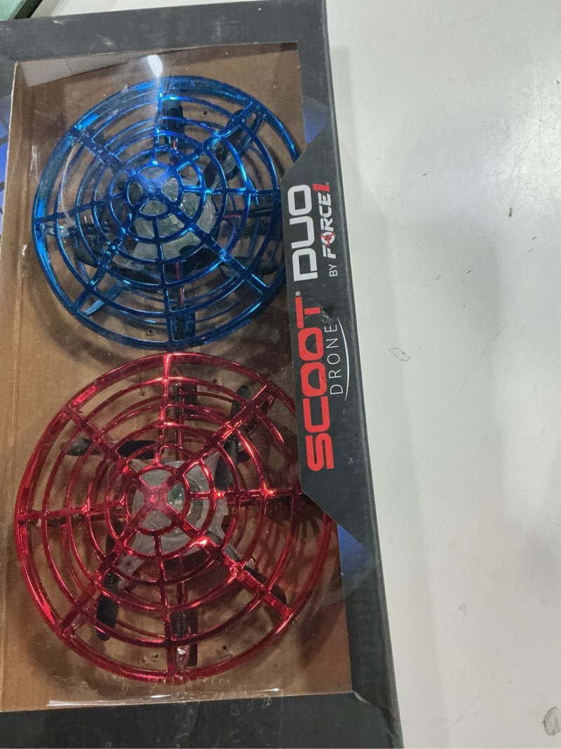 Condition photo showing New/Like New for force1 scoot duo hand operated drone for kids or adults - 2pk hands free motion sensor mini drones, easy indoor flying ball small ufo toys for boys and girls (red and blue) duo red and blue