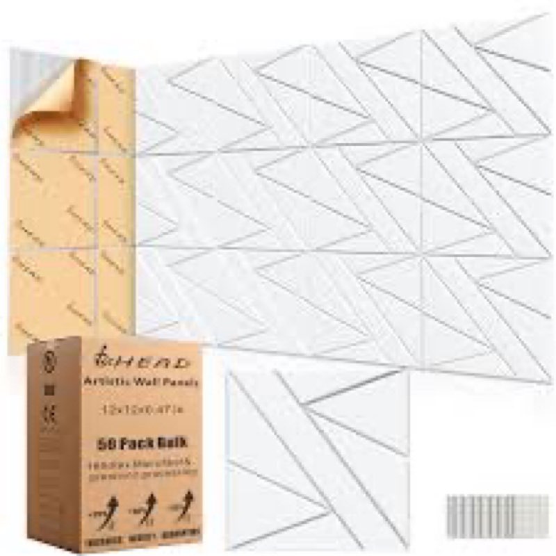 50 Pack Bulk Self-Adhesive Soundproof Wall Panels, 12 x 12 x 0.47 in Sound Proof Foam Panels for Wal