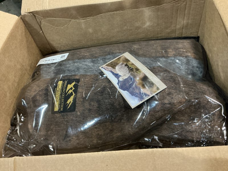 Condition photo showing Good Condition for natural alpaca & sheep wool blanket – twin size – heavyweight warmth, thick, breathable, natural texture & scent, 63 x 84 inches, 4.2 lbs – made in peru earth tones twin