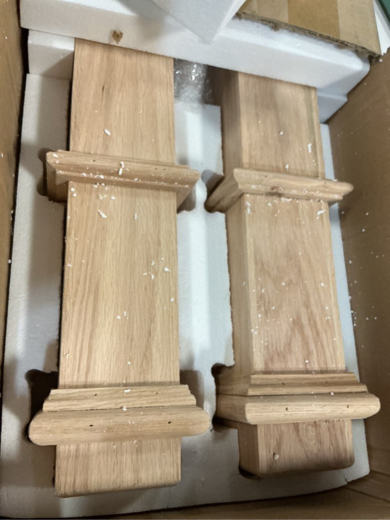 Condition photo showing Good Condition for wonderjune 2 pcs 48 inch red oak stair newel post with 3 1/2" post and 4 1/2" pedestal, wood box newel with pedestal for staircase, plain style wood balusters interior for stair remodeling 2 48 inch