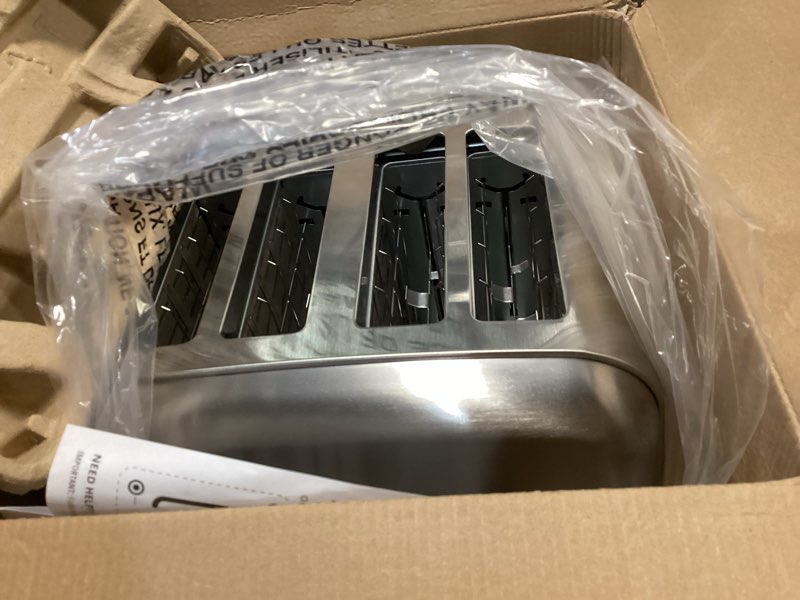 Condition photo showing Good Condition for cuisinart 4 slice compact stainless steel toaster with extra-wide slots for bread, french toast, bagels & pastries, defrost & reheat functions, cpt-180p1, brushed stainless, removable crumb tray