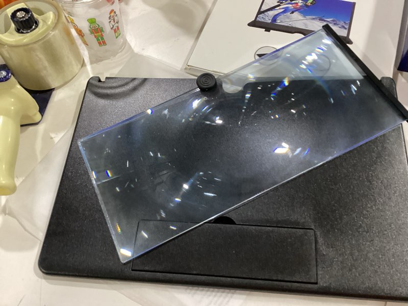 Condition photo showing As Is for 18 Inch Smartphone Screen Magnifier 3D HD Foldable Amplifier Phone Stand with Adjustable Angle Gift for Mom Dad Family Portable Universal Enlarger Movies Gaming Video 18 Inch Black-18inch
