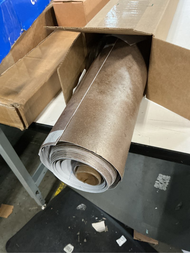 Condition photo showing Good Condition for VEELIKE Grunge Brown Concrete Wallpaper Peel and Stick Antique Metallic Wallpaper for Accent Walls Bedroom 24''x118'' Self Adhesive Industrial Concrete Contact Paper for Bathroom Living Room Decor 24" x 118"