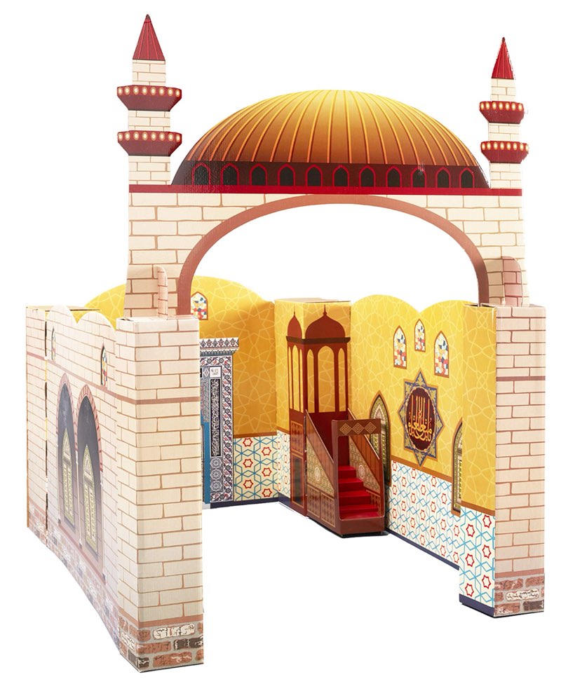 My Portable Cardboard Playhouse Masjid for Muslim Kids-Educational Interactive Toy for Learning Praying,Quran Book,Pray and Islam-Teach Salah with Prayer Mat/Rug/Carpet-Best Islamic Gift for Children