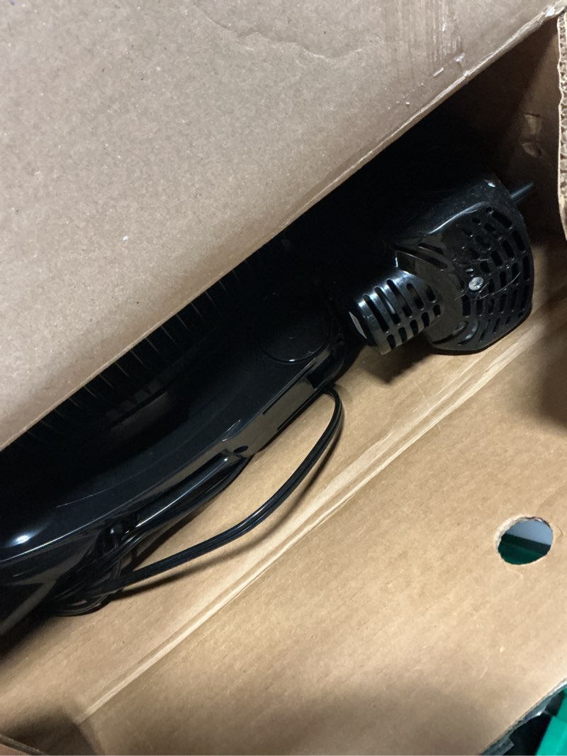 Condition photo showing As Is for lasko oscillating cyclone pedestal fan, adjustable height, timer, remote control, 3 speeds, for bedroom, living room, home office, 18", black, 1843