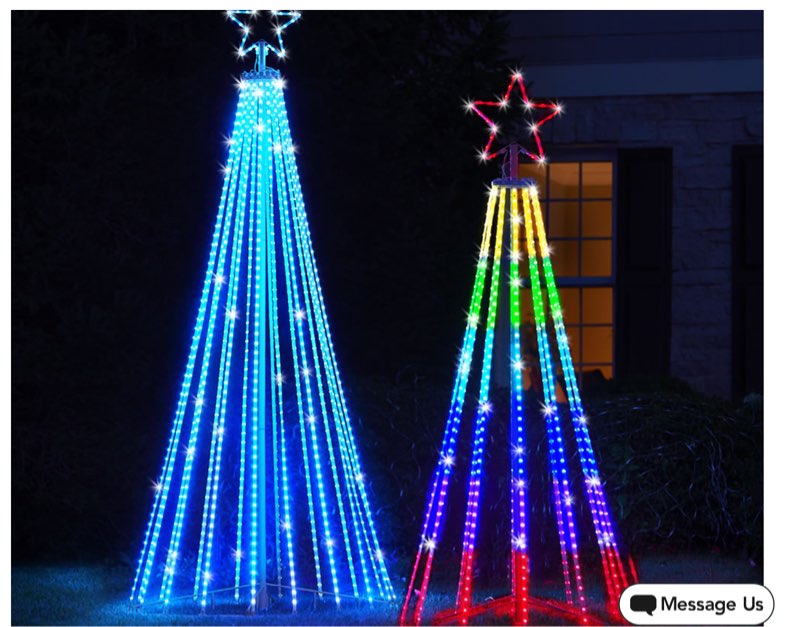 This is the outdoor Christmas tree that dazzles spectators, carolers, and passersby with 300 choreographed light shows. Its frame is crafted from thick powder-coated metal and lined with multi-color LEDs that create a rich seasonal glow