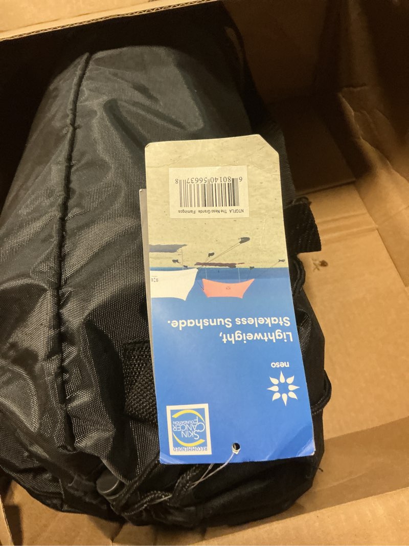 Condition photo showing New/Like New for Neso Tents Grande Beach Tent, 7ft Tall, 9 x 9ft, Reinforced Corners and Cooler Pocket Flamingos