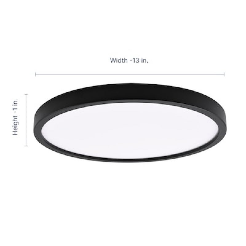 project source 1 -light 13-in matte black integrated led flush mount light
