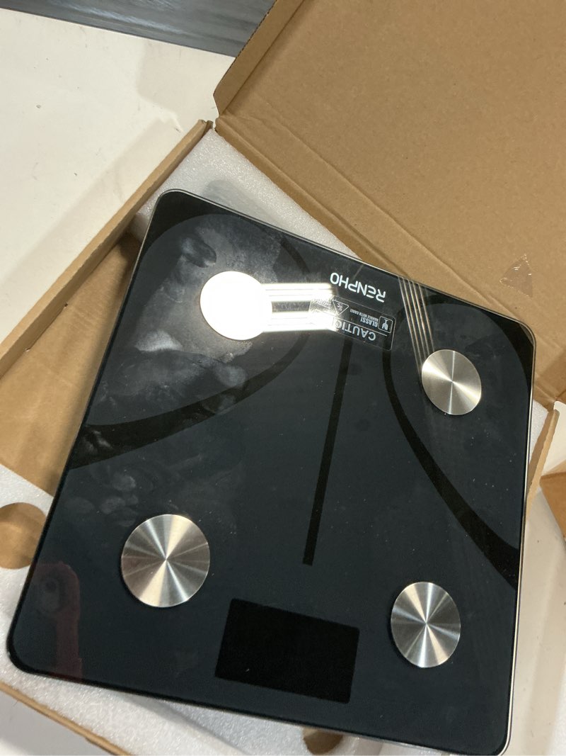 Condition photo showing Good Condition for renpho smart scale for body weight, fsa&hsa eligible, digital bathroom scale bmi weighing bluetooth body fat scale, body composition monitor health analyzer with smartphone app, 400 lbs - elis 1 black 11"/280mm