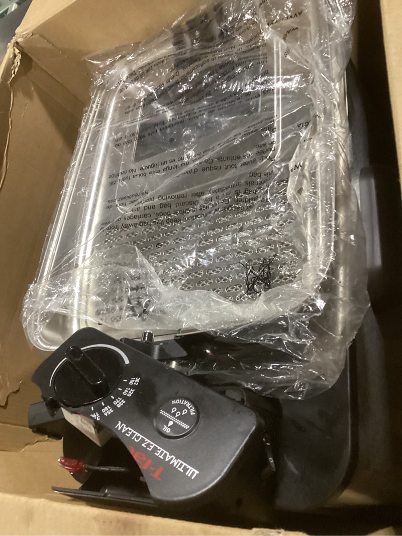 Condition photo showing As Is for (parts only) t-fal 3.5l stainless steel deep fryer with basket for home use, 1700w, deep fryer with oil filtration, temp control, digital timer