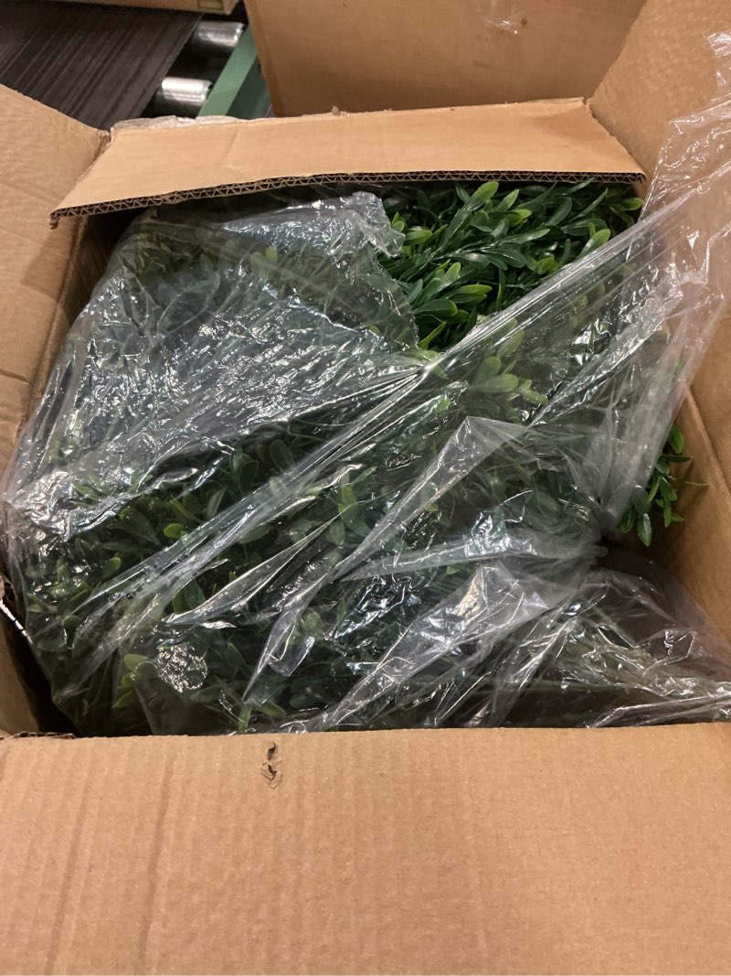 Condition photo showing Good Condition for Set of 2 24" Boxwood Faux Plants for Outdoors with Ground Spike, UV Resistant Artificial Shrub Bushes,Artificial Plants,Fake Plants for Front Porch,Garden,Yard
