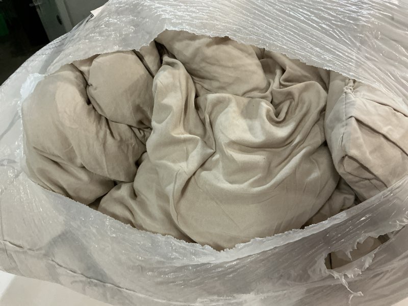 Condition photo showing As Is for Bedsure Beige King Size Comforter Set - 4 Pieces Pinch Pleat Bed Set, Down Alternative Bedding Sets for All Season, 1 Comforter, 2 Pillowcases, 1 Decorative Pillow King 01 - Beige