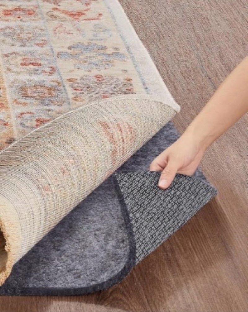 veken non slip cushioned rug pad gripper 8 x 10 ft, felt and silicone backing, 1/4 inch thick carpet