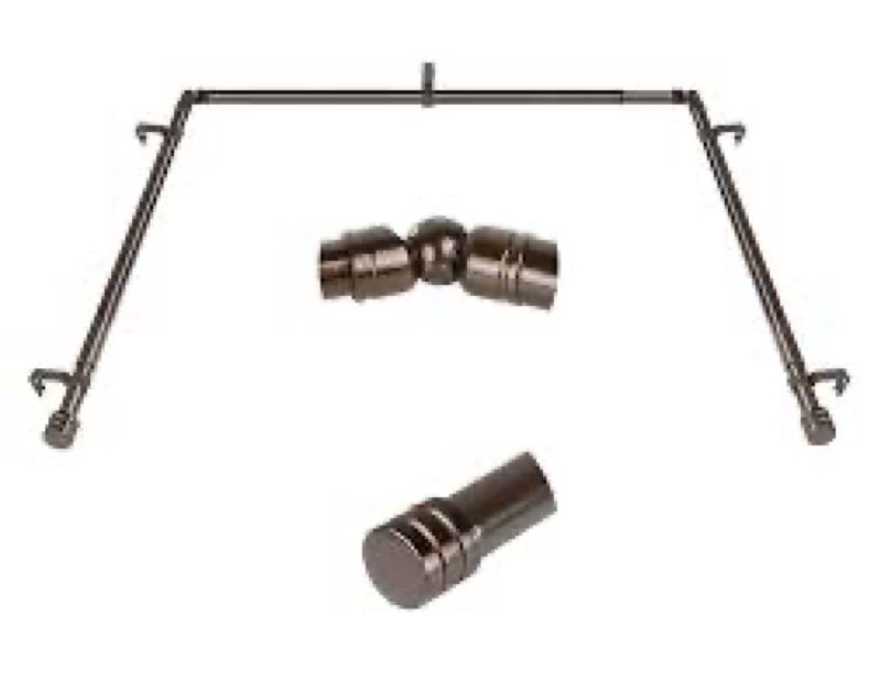 Bay Window Curtain Rods, HOTOZON 1 Inch Heavy Duty Curtain Rods for Bay Windows 36-72 Inch(Center Rod), 20-36 Inch Side Rods for Windows, Decorative Drapery Rods with End Cap Finials, Black