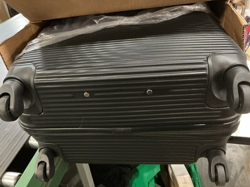 Condition photo showing As Is for inusa royal large plastic 4-wheel spinner luggage, black (iuroy00l-blk)