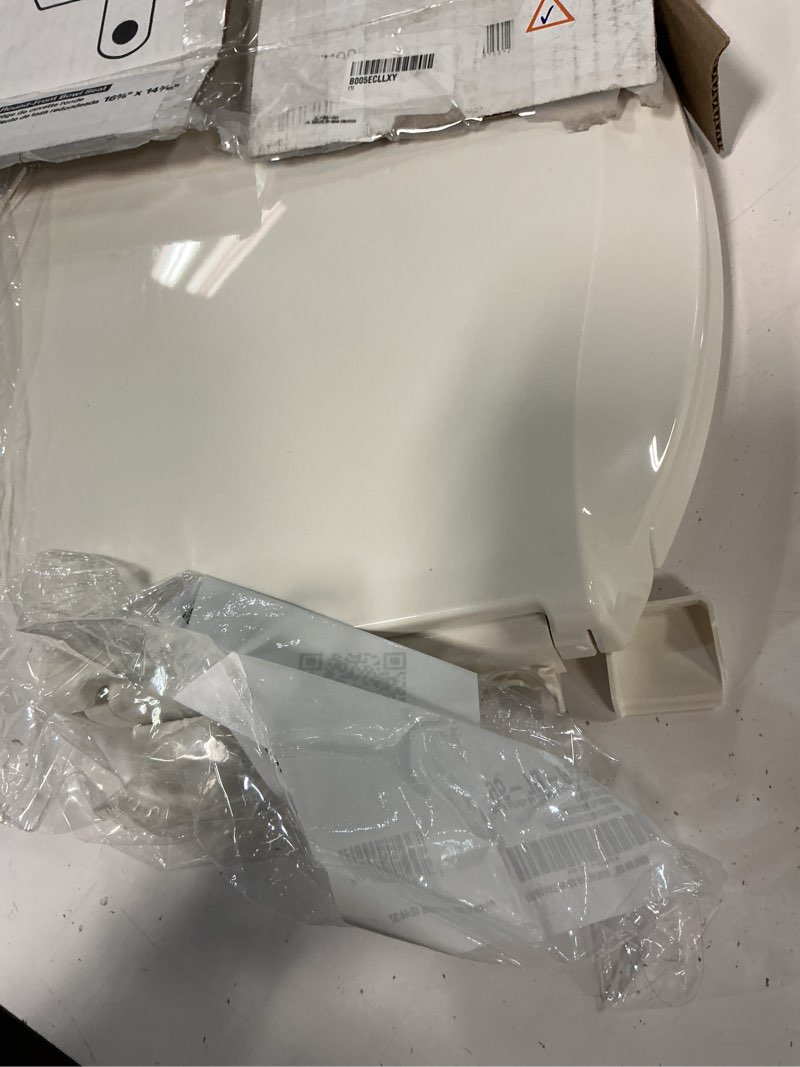 Condition photo showing As Is for kohler k-4775-47 brevia round toilet seat with quick-release hinges and quick-attach hardware for easy clean, almond round almond