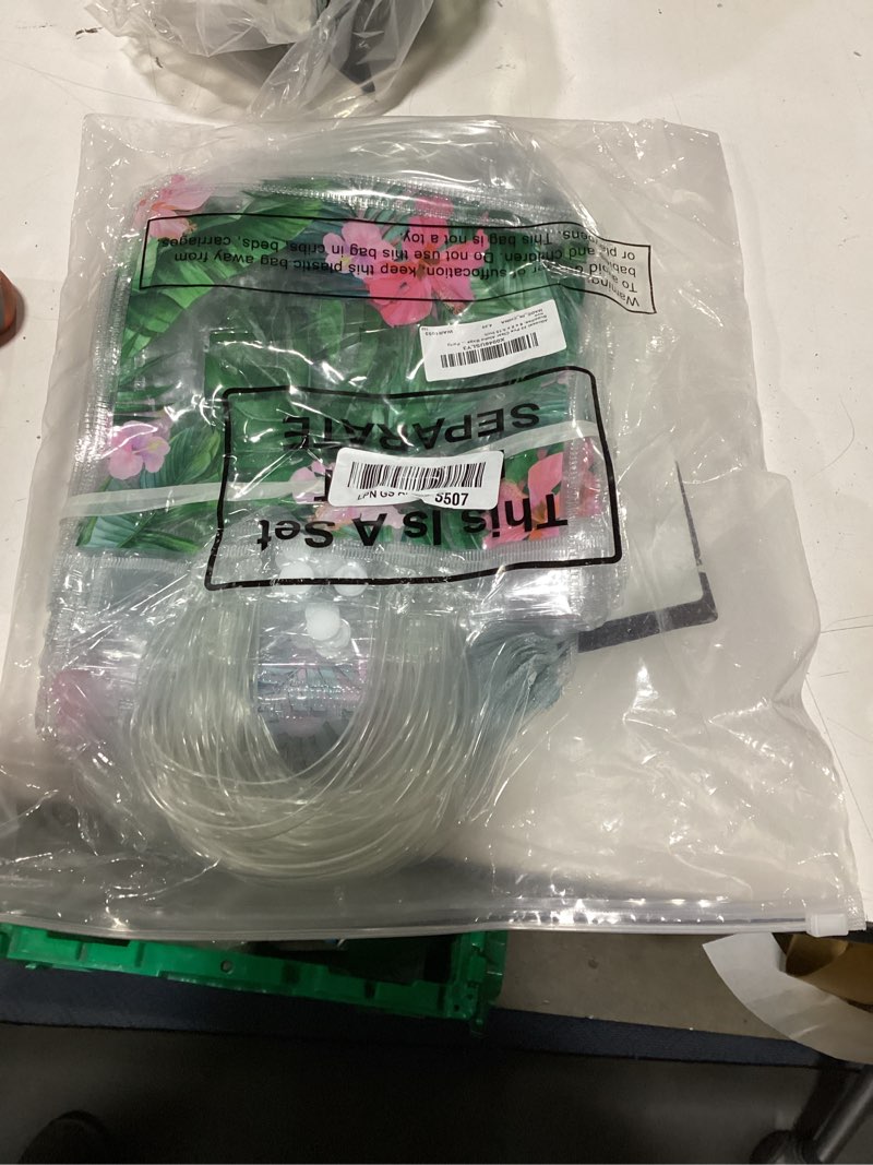 Condition photo showing New/Like New for aliceset 20 pcs clear aloha bags hawaiian luau party favors with handles summer tropical palm leaves goodie pvc plastic gift bags for summer birthday party supplies, 8 x 8 x 3.15 inch