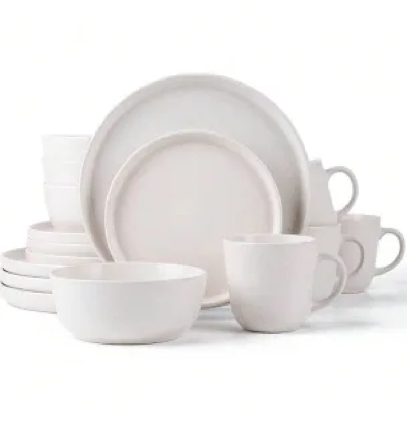 Square House 16 Piece Dinnerware Set Key West - Plates, Bowls, and Mugs Set for 4 - Chip and Scratch