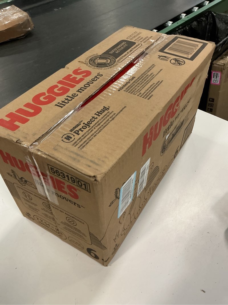 Condition photo showing New/Like New for Huggies Size 6 Diapers, Little Movers Baby Diapers, Size 6 (35+ lbs), 108 Count (2 Packs of 54), Packaging May Vary Size 6 108