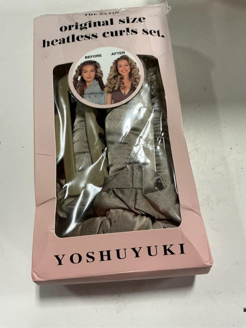 Condition photo showing New/Like New for heatless curls overnight hair curler to sleep in soft jumbo hair rollers for long hair blowout look no heat overnight curls, satin large flexi rods for big curl heatless curling rod set with clip 1.37" original oat