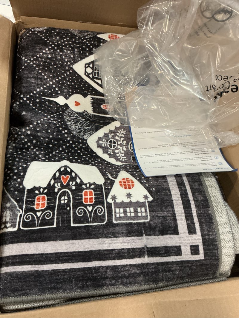 Condition photo showing As Is for Washable Area Rug 8x10 for Christmas Non Slip Bordered Holiday Bedroom Rugs Stain Resistant Xmas Large Dining Room Throw Carpet Christmas Decoration Geometric Rugs for Nursery Home Office, Grey Dark Grey 8' x 10' (Rectangular)