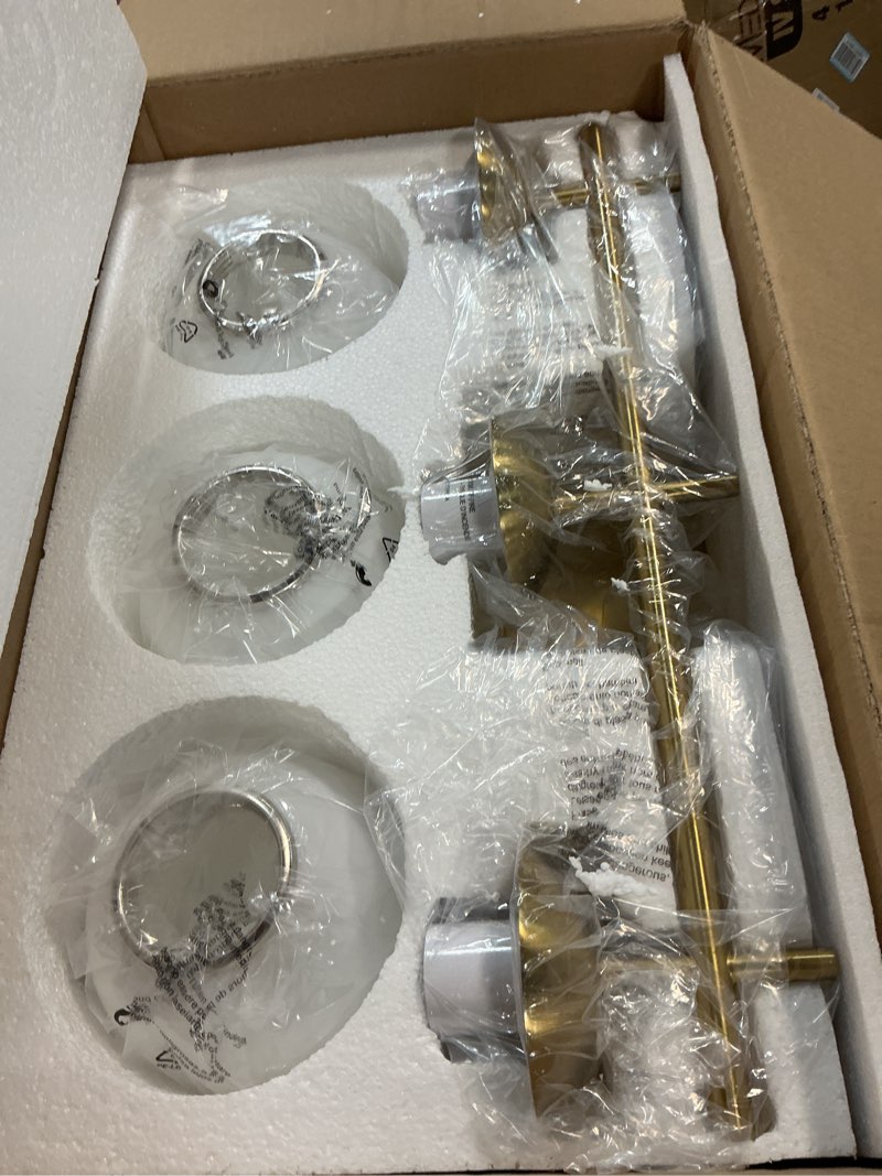 Condition photo showing Good Condition for Gold Bathroom Light Fixtures, 3-Light Bathroom Vanity Light Over Mirror, Modern Vanity Lighting Fixtures with Milky White Globe Glass Shade, 22.4 inch Wall Sconce Light (Exclude E26 Bulb) Gold 3-Light