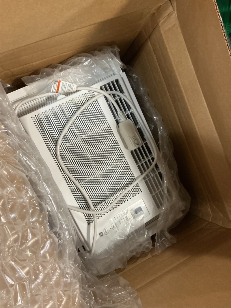 Condition photo showing Good Condition for ge window air conditioner unit, 6,000 btu for small rooms up to 250 sq ft. with adjustable fan and cooling settings, perfect for small bedroom or living room, easy install kit included, white new 6,000 btu electronic controls white