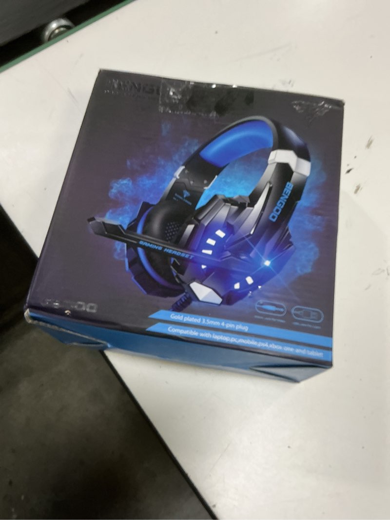 Condition photo showing New/Like New for bengoo g9000 stereo gaming headset for ps4 pc xbox one ps5 controller, noise cancelling over ear headphones with mic, led light, 7.1 surround sound, soft memory earmuffs for nintendo xbox series x|s blue