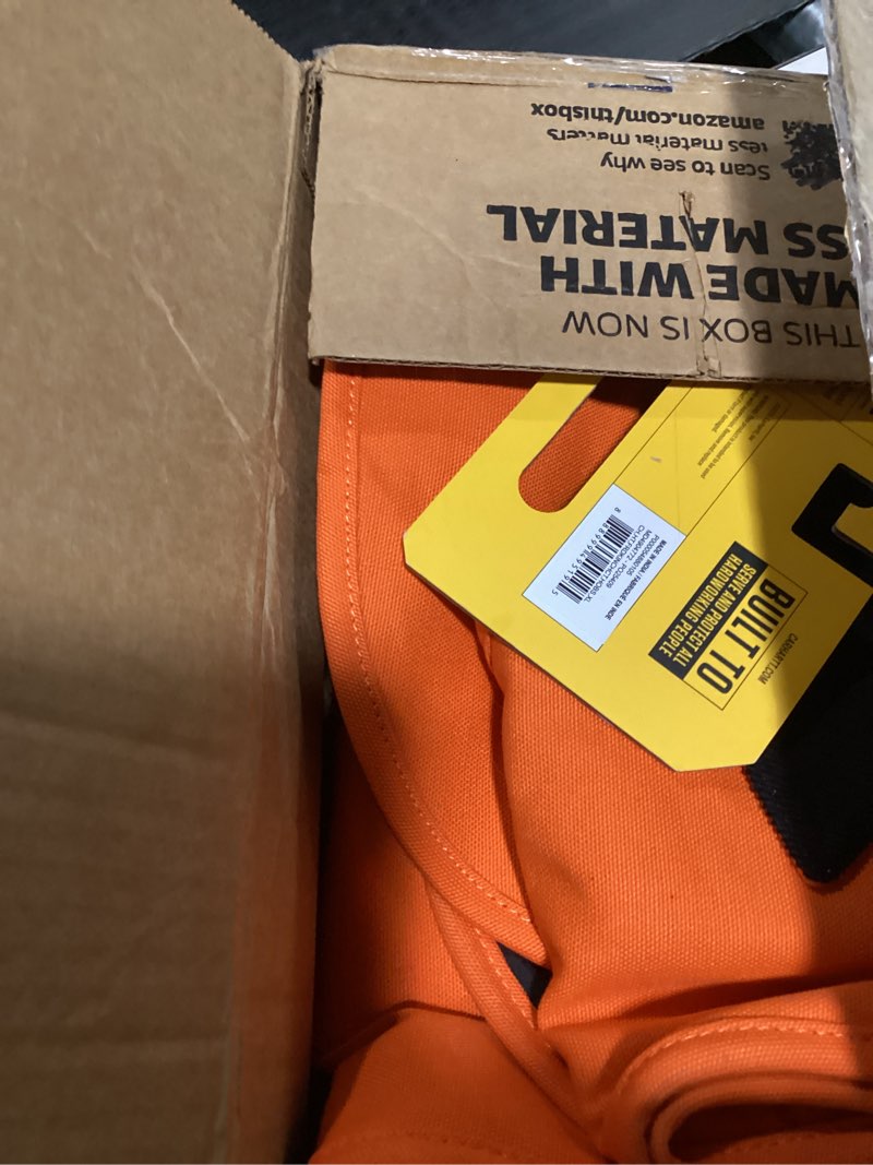 Condition photo showing As Is for Carhartt Firm Duck Insulated Dog Chore Coat, Durable Weather Resistant Jacket for Cold and Windy Conditions, PFAS Free (Hunter Orange), X-Large PFAS Free (Hunter Orange) X-Large