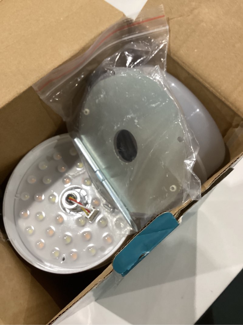 Condition photo showing As Is for socket fan light with remote, fan light bulb with spare led replacement board, e26 socket fanlight dimmable for kitchen garage laundry storeroom basement white