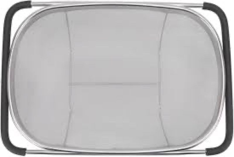 Large Oval Sink Strainer, Stainless Steel Fine Mesh Colander Basket with Expandable Rubber Grip Handles, Over the Sink Strainer for Draining, Rinsing Fruits, Vegetables and Pasta