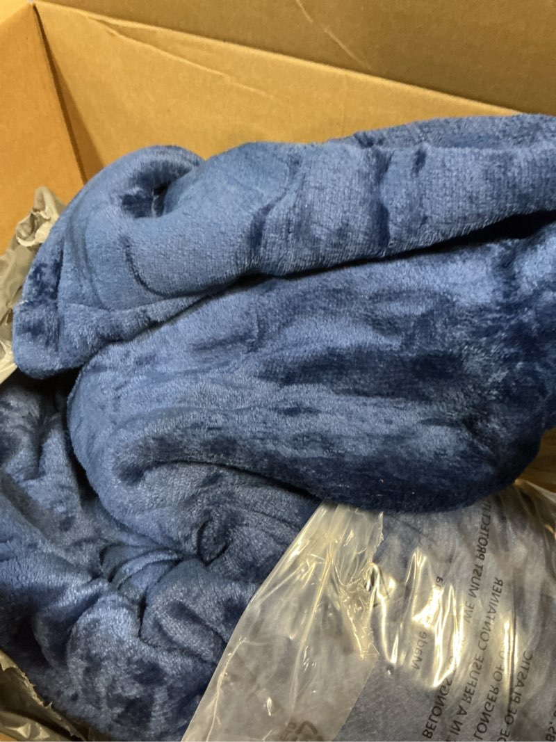 Condition photo showing Good Condition for Waitu Oversized Wearable Blanket Sweatshirt Gifts for Women and Men, Soft Sherpa Blanket Hoodie with Sleeves and Pocket, Warm Body Blanket Robe - Navy Sherpa Navy Adult