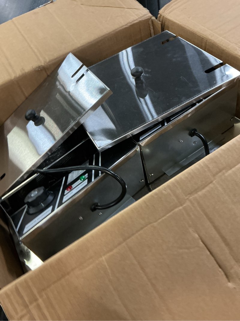 Condition photo showing As Is for Commercial Deep Fryer, 3200W 12.6QT/12L Electric Countertop Fryer with Basket, Detachable Large Capacity Stainless Steel Countertop Electric Oil Fryer with Temperature Control for Restaurant Home Use