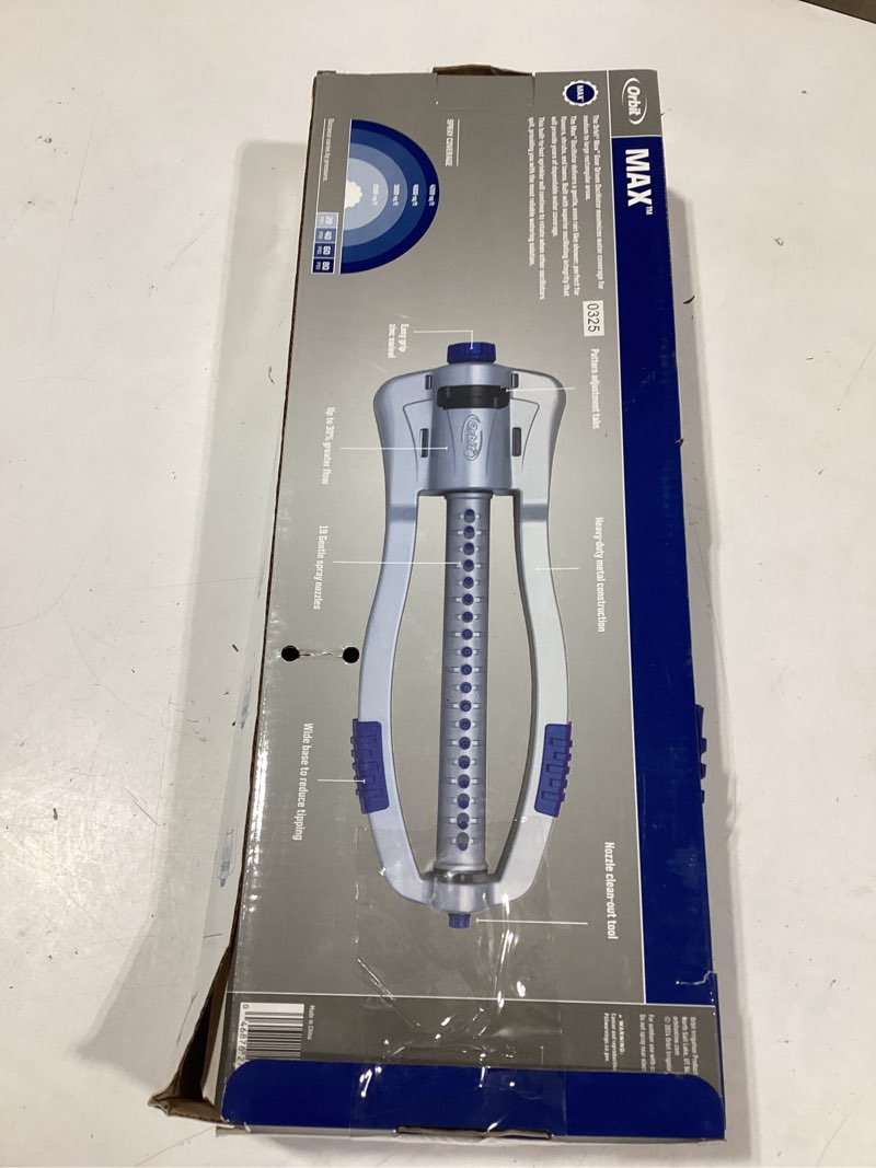Condition photo showing As Is for orbit orbit max 4000-sq. feet oscillating sled lawn sprinkler