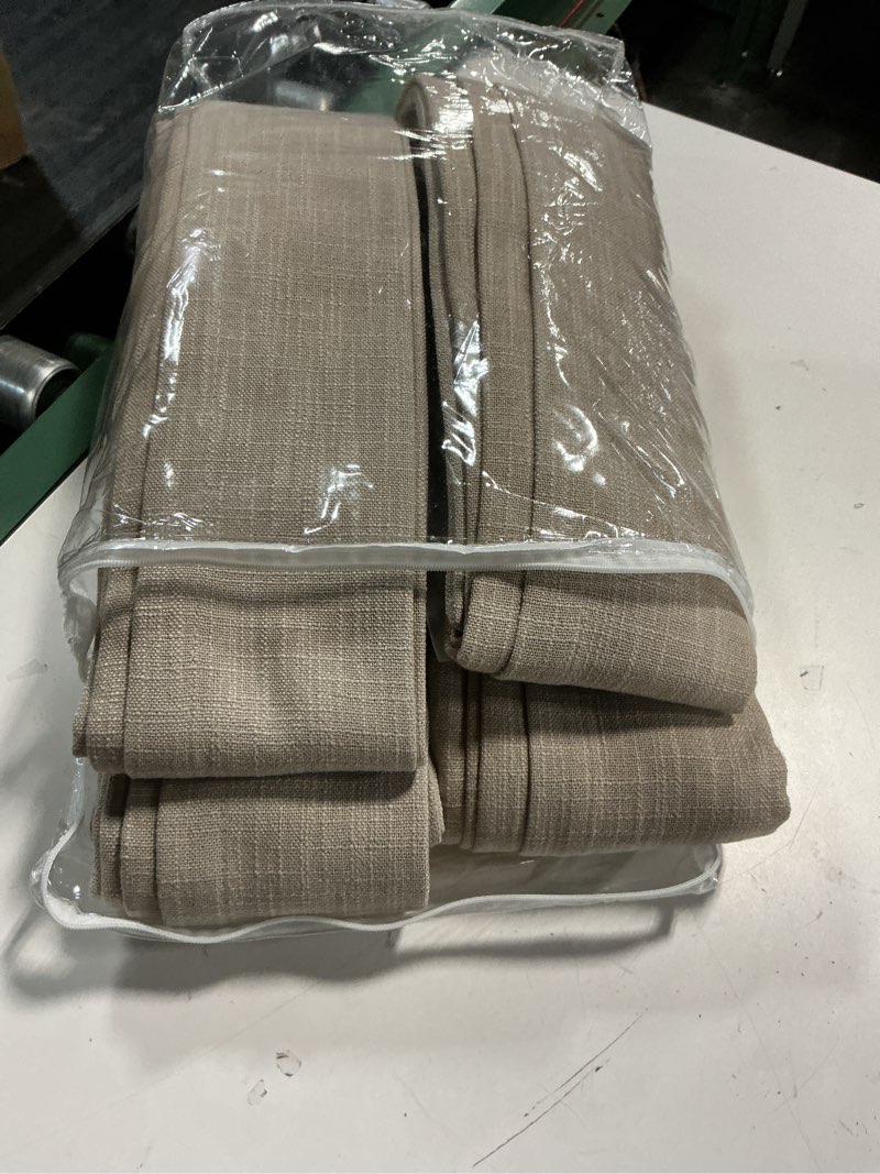 Condition photo showing Good Condition for miulee pinch pleated thick linen curtains 102 inches taupe 2 panels | curtains for living room bedroom, linen textured drapes pleat back tab memory trained light filtering boho, with hooks