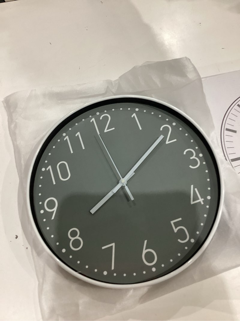 Condition photo showing Good Condition for wall clock, modern 8 inch battery operated wall clock, silent non ticking small analog clock for living room, office, home, bedroom, kitchen, bathroom 