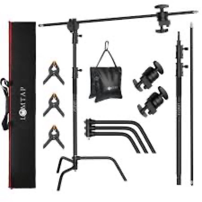 lomtap c stand light stand stainless metal photography kit - heavy duty 10.8ft/330cm vertical pole, 