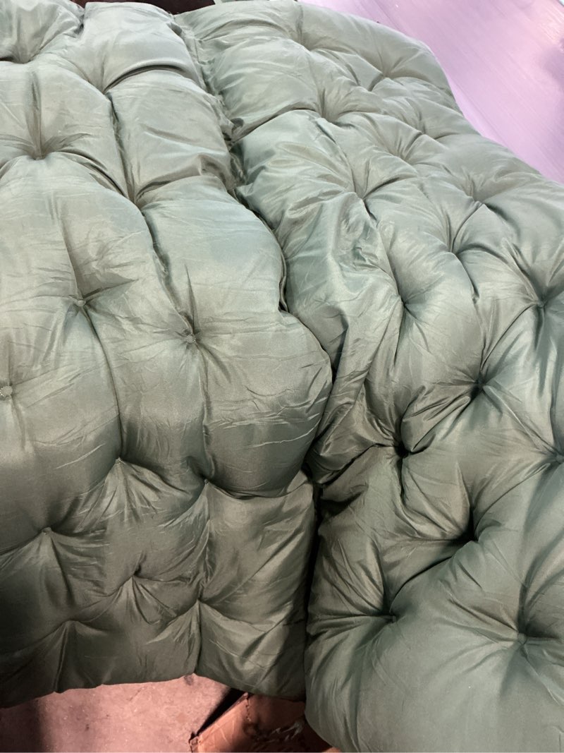 Condition photo showing Good Condition for porch swing cushion with backrest,waterproof bench cushion for outdoor furniture,2-3 seater replacement thickened swing cushion with ties,patio,outdoor,backyard and garden (dark green,40x40)