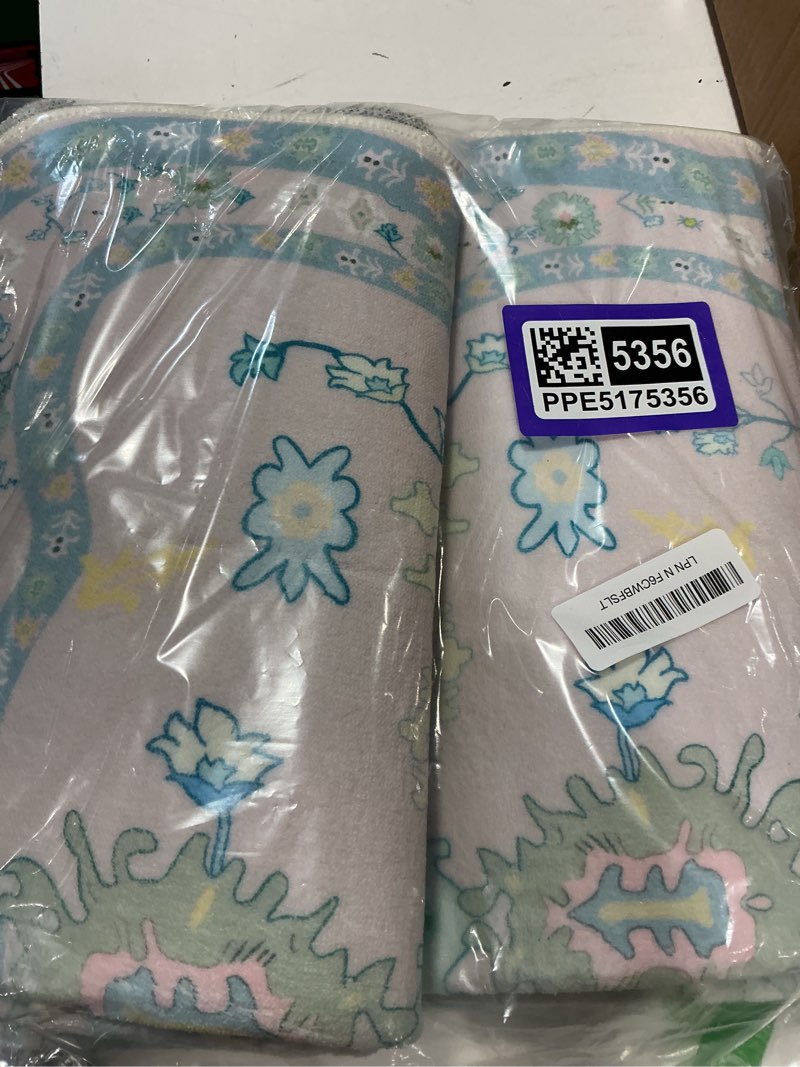 Condition photo showing Good Condition for 2x6 washable runner rug, pink scalloped oushak runner rug with non slip backing, soft low pile vintage floral rug for kitchen, hallway, entryway, bedroom pink 2' x 6' (rectangular)