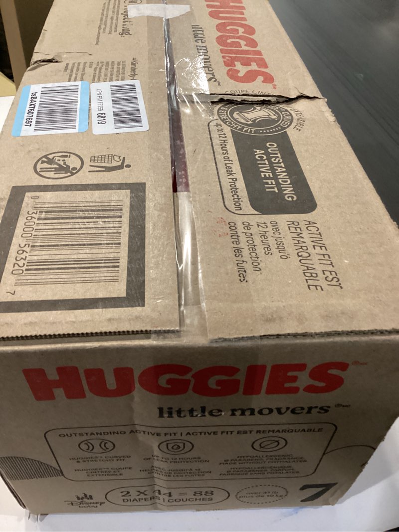 Condition photo showing New/Like New for Huggies Size 7 Diapers, Little Movers Baby Diapers, Size 7 (41+ lbs), 88 Count (2 Packs of 44), Packaging May Vary Size 7 88