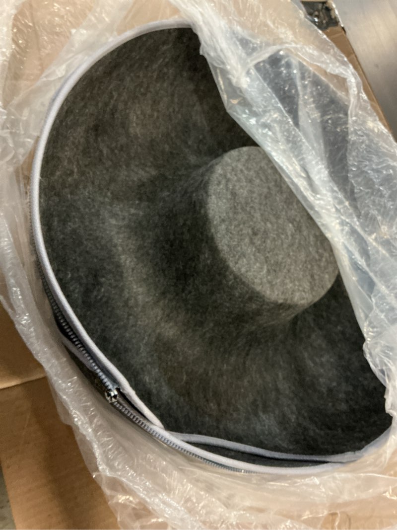 Condition photo showing Good Condition for large cat tunnel bed for indoor cats with 3 toys, scratch resistant donut cat bed, up to 30 lbs (l 24x24x11, dark grey) l(24x24x11) dark grey