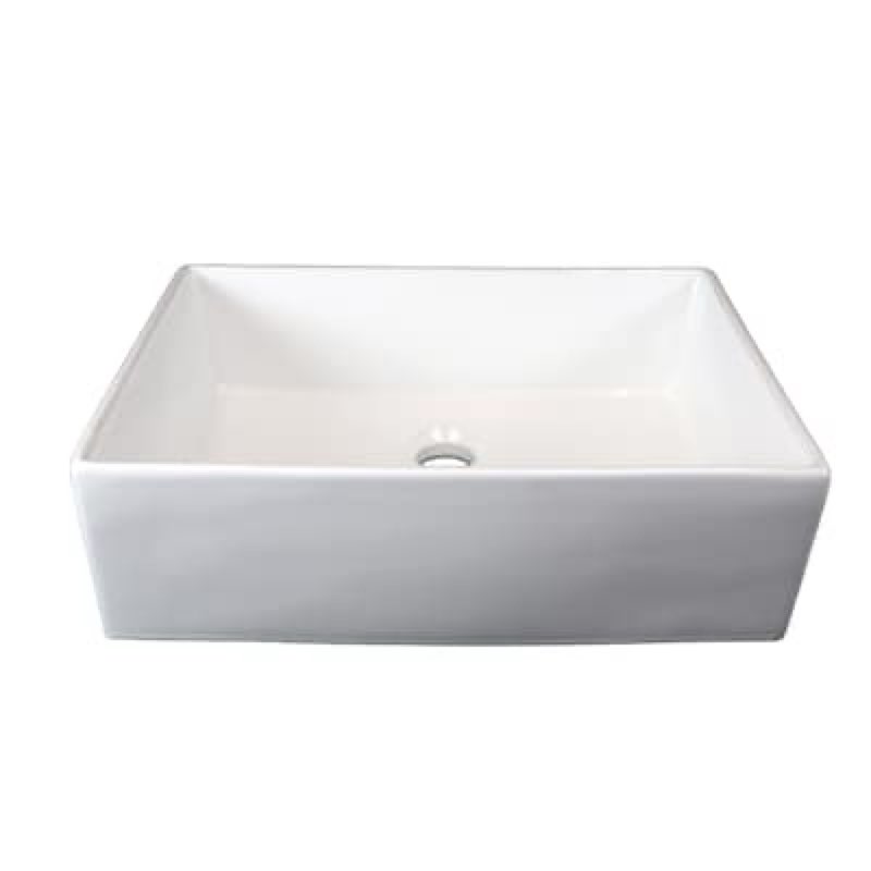 allen + roth Whitchurch Vitreous China 15.75-in Vessel Rectangular Farmhouse White Bathroom Sink