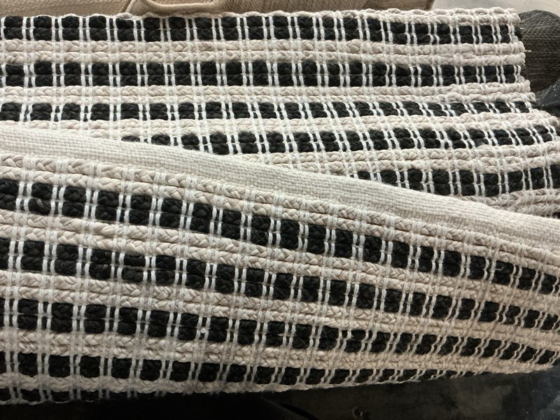 Condition photo showing Good Condition for 7'x10' color block braided outdoor area rug ivory -threshold